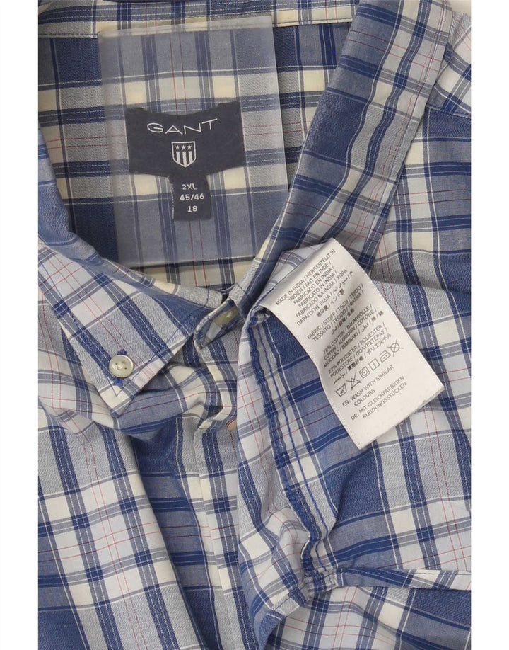 Cămașă pentru bărbați Gant Mărimea 45/46 18 2XL Bumbac cu check albastru