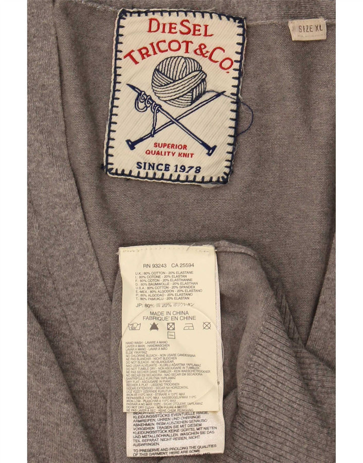 Pulover cardigan pentru bărbați Diesel XL bumbac gri