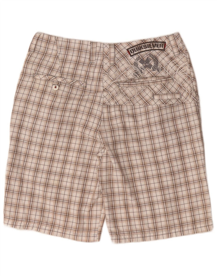 Pantaloni scurți chino grafic Quiksilver pentru bărbați, medii W32, poliester cu carouri bej