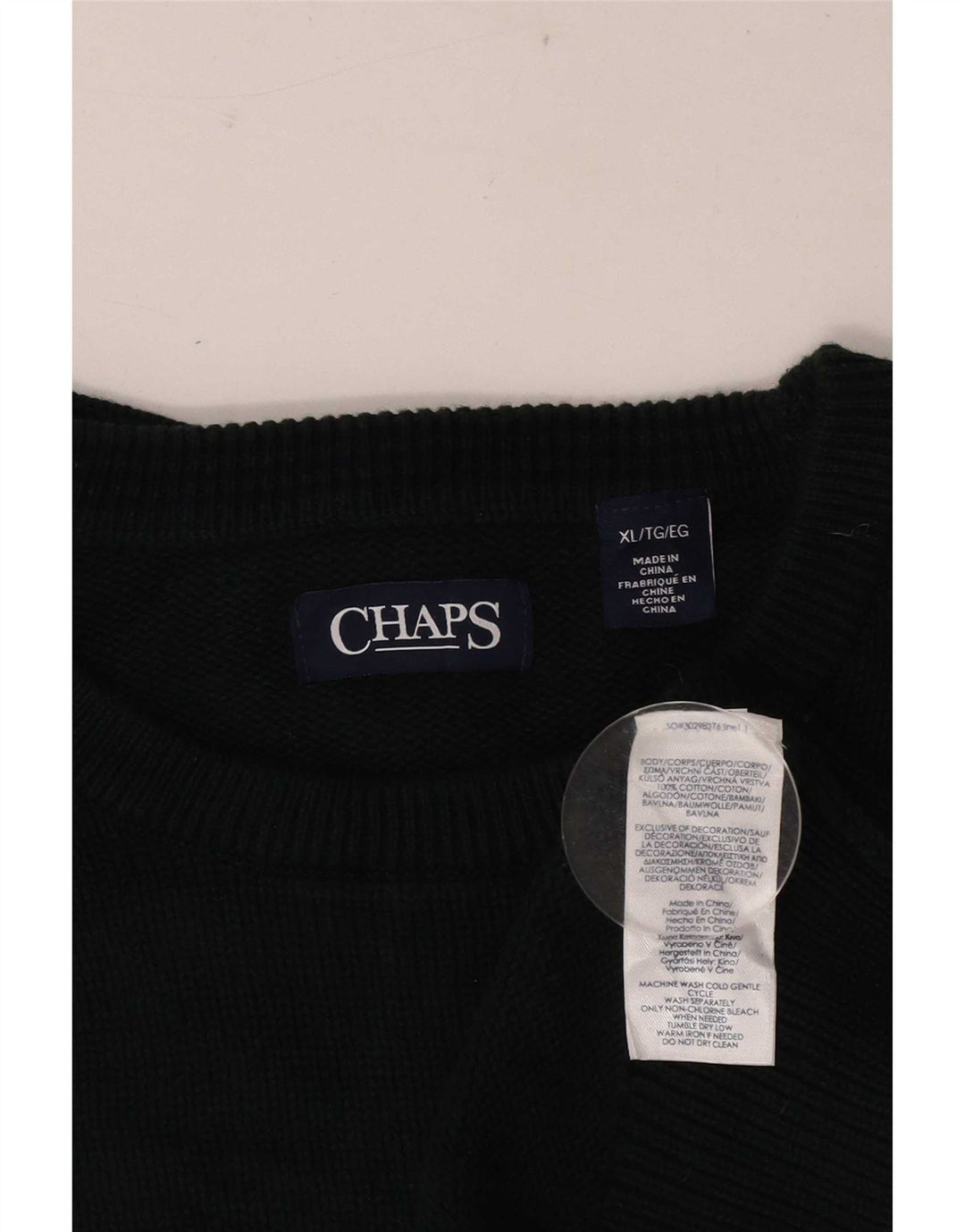 Pulover Chaps pentru bărbați, cu gât roșu, XL, bumbac verde