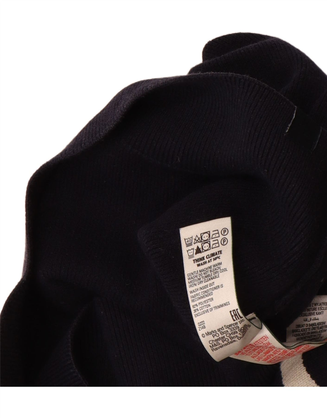Pulover pentru bărbați Marks & Spencer, cu fermoar, cu gât, în dungi mari, albastru