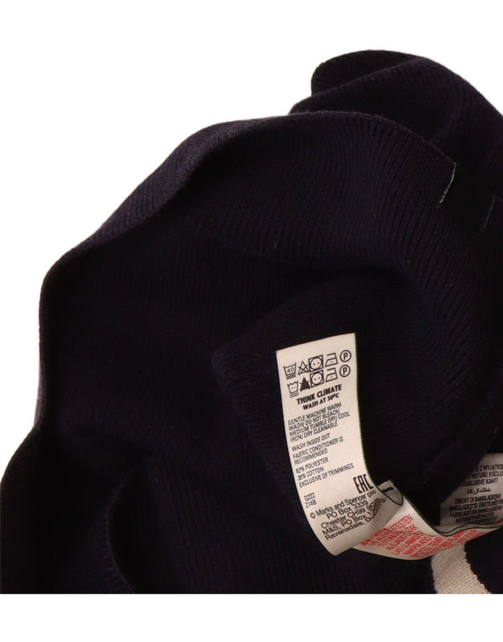Pulover pentru bărbați Marks & Spencer, cu fermoar, cu gât, în dungi mari, albastru