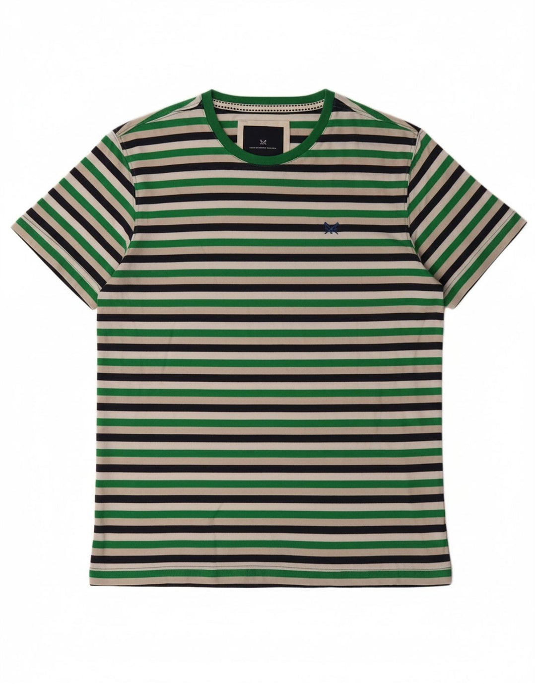 CREW CLOTHING Mens T-Shirt Top Small Multicoloured Striped Cotton