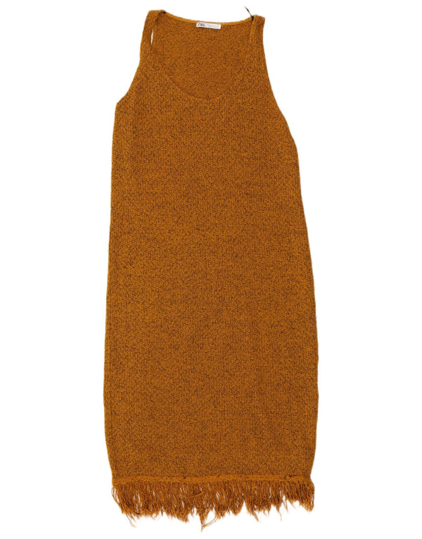 Rochie cu pulover fără mâneci pentru femei Zara UK 10 Mic maro cu pete