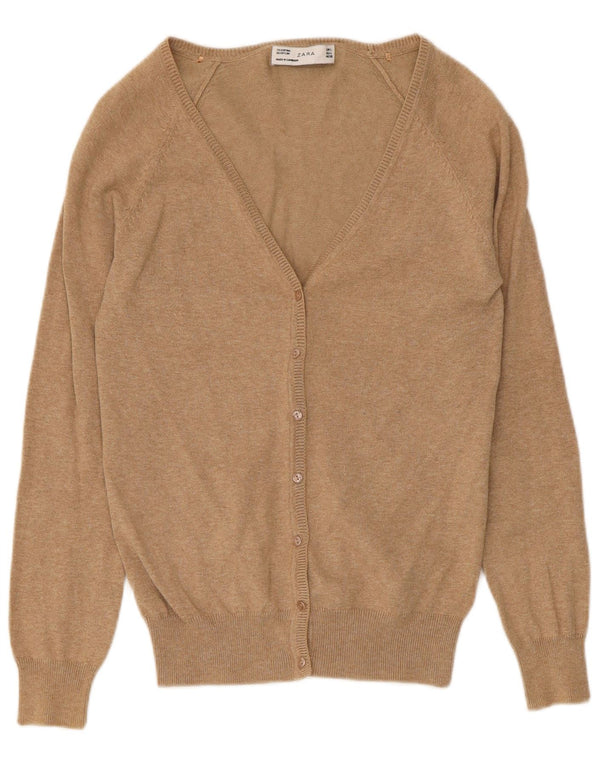 Pulover cardigan pentru femei Zara UK 16 mare, bej, bumbac