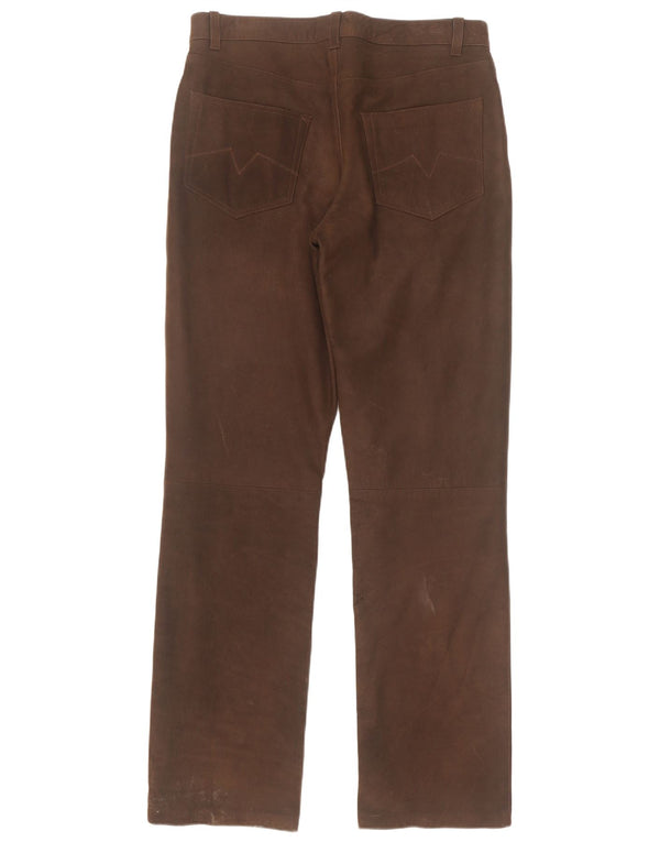 Spieth & Wensky Pantaloni drepți din piele pentru bărbați EU 48 Medium W32 L33 Maro