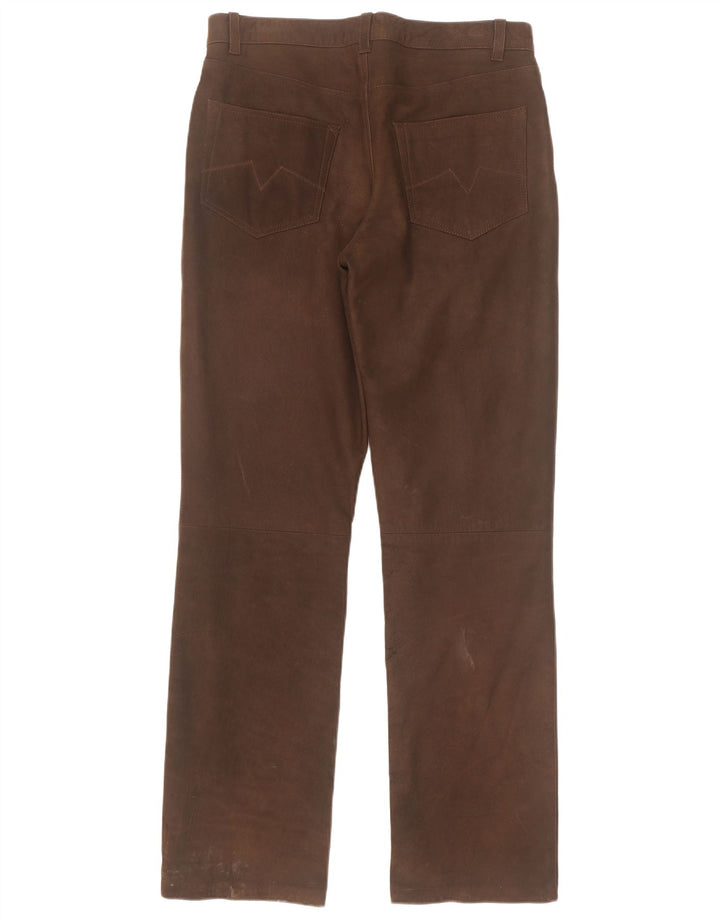 Spieth & Wensky Pantaloni drepți din piele pentru bărbați EU 48 Medium W32 L33 Maro