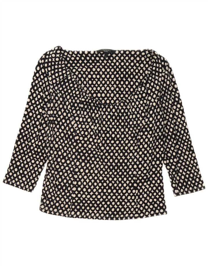 Max Mara Womens Weekend Top 3/4 Maneci UK 14 Mare Negru Geometric Viscoza