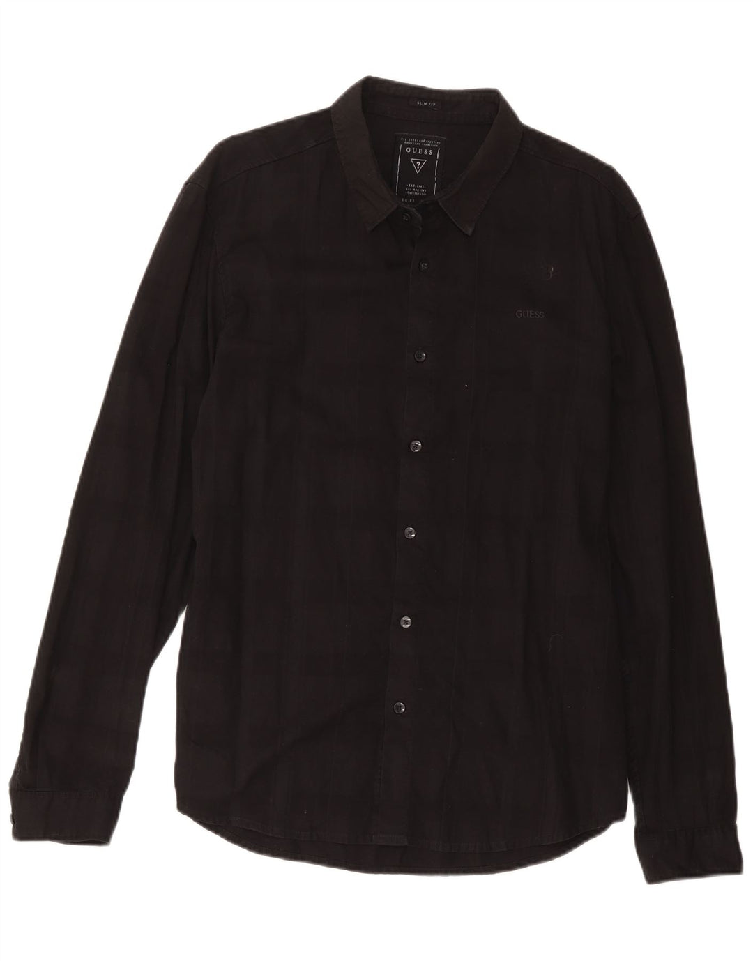 Cămașă pentru bărbați Guess Slim Fit, mare, neagră, din bumbac