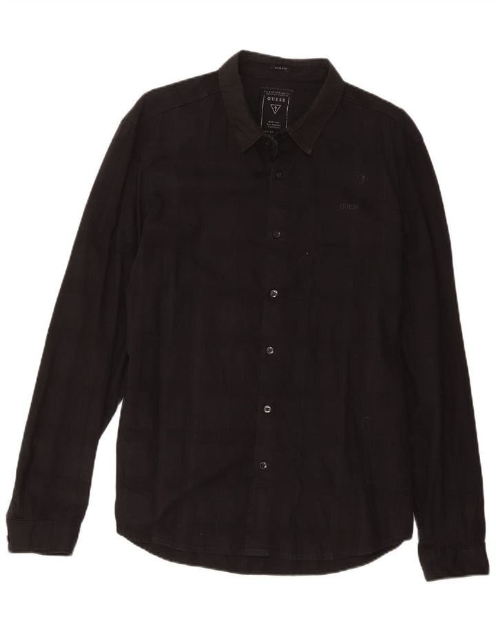 Cămașă pentru bărbați Guess Slim Fit, mare, neagră, din bumbac