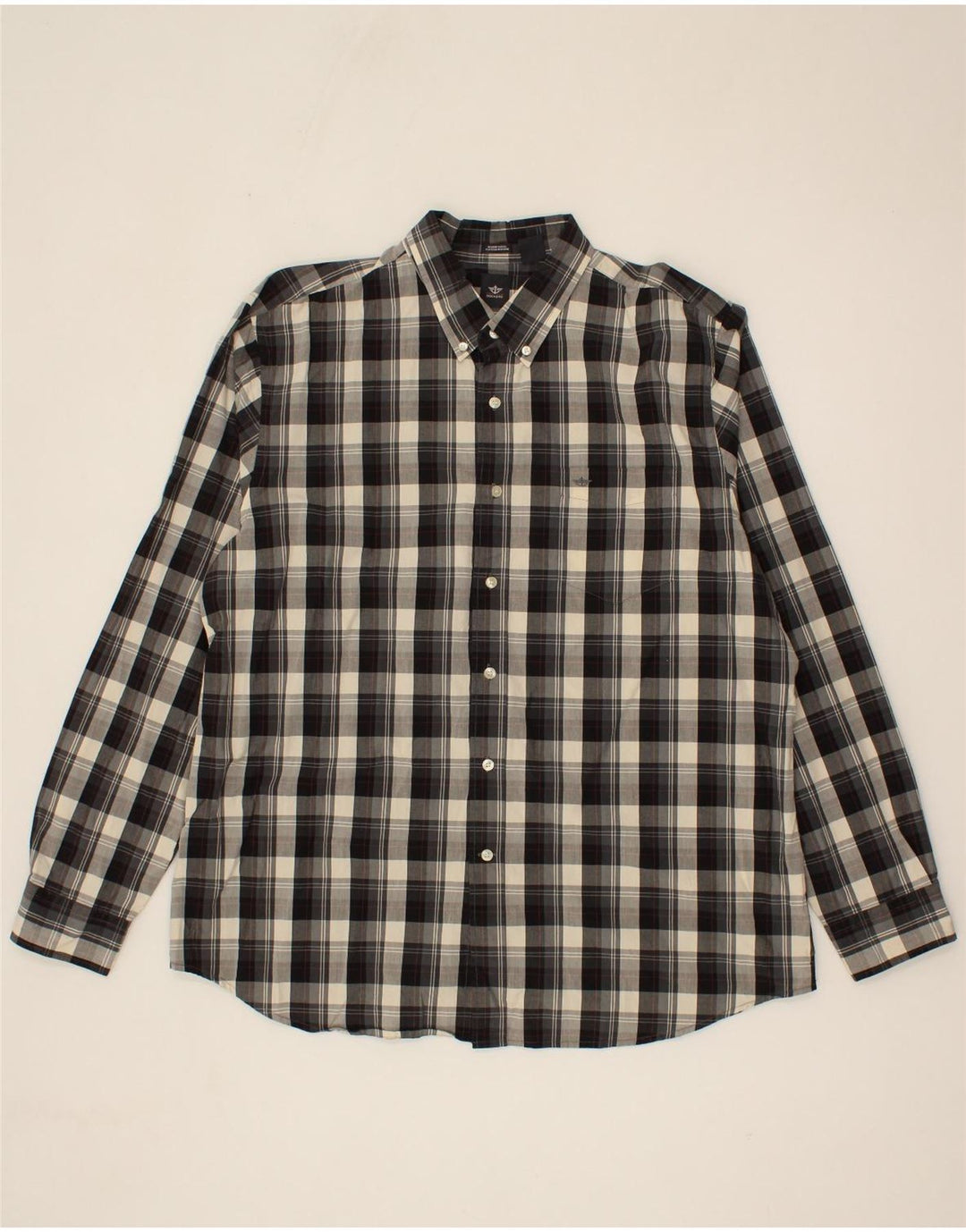 DOCKERS Mens Big & Tall Shirt XL Grey Check Cotton Vintage Dockers and Second-Hand Dockers from Messina Hembry 