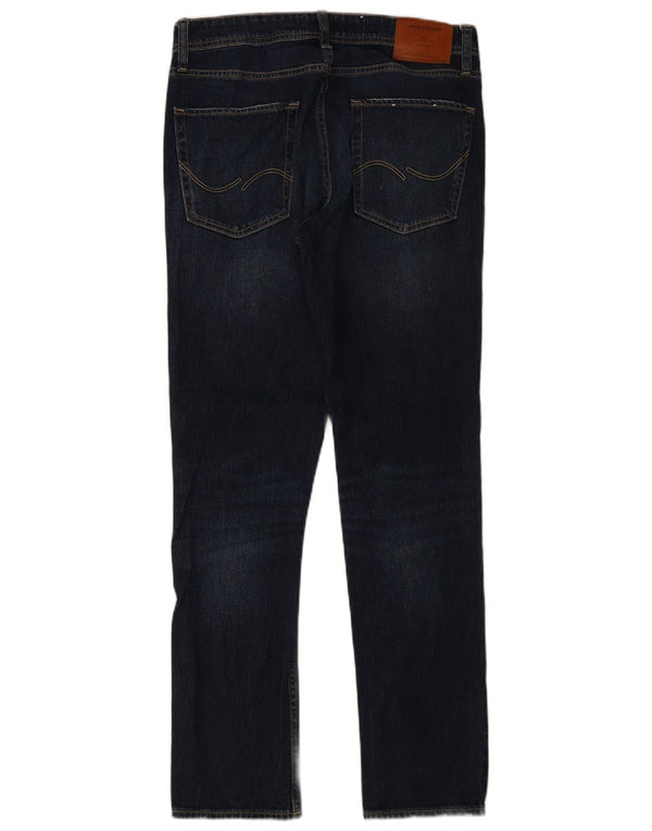 Jack & Jones Mens Tim Slim Straight Jeans W32 L34 Blue Cotton