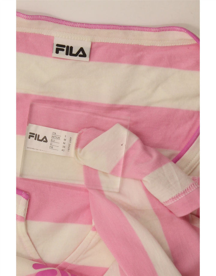 Tricou cu grafic pentru femei Fila Top UK 12 Medium Pink Striped Bumbac