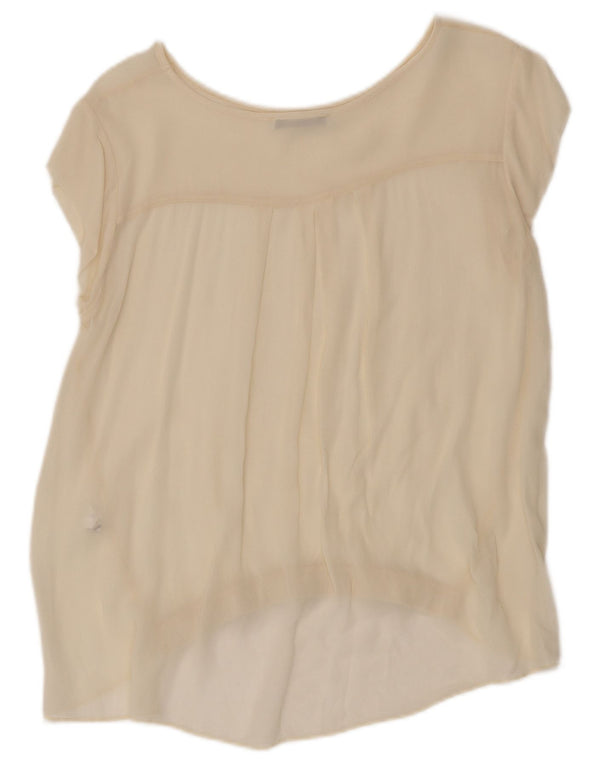 Bluză Vintage pentru femei See Through Top UK 12 Medium Beige Viscose