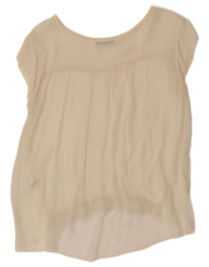 Bluză Vintage pentru femei See Through Top UK 12 Medium Beige Viscose