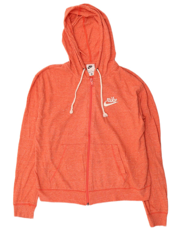 Pulover Nike pentru femei, cu fermoar, cu capota, UK 14, bumbac pete portocaliu mediu