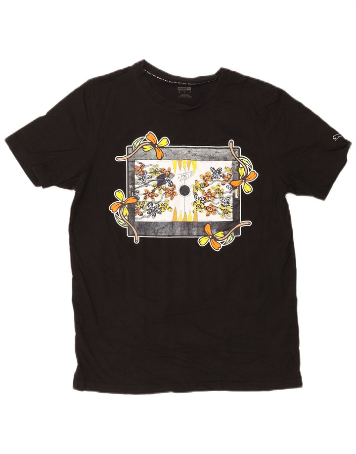 Tricou grafic Puma pentru bărbați Top mic, negru, floral, bumbac, natură
