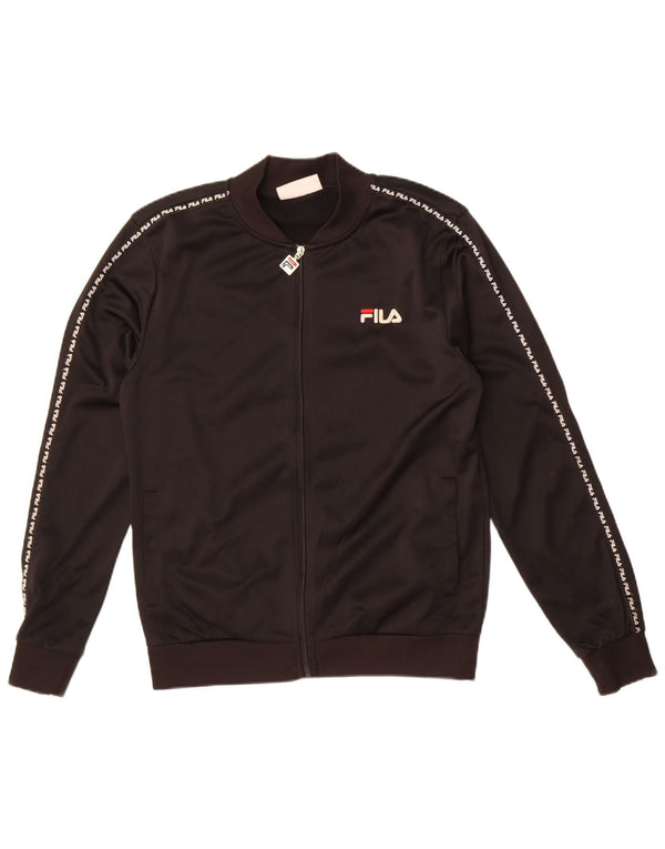 Fila Mens Graphic Tracksuit Top Jacket Small Black Polyester
