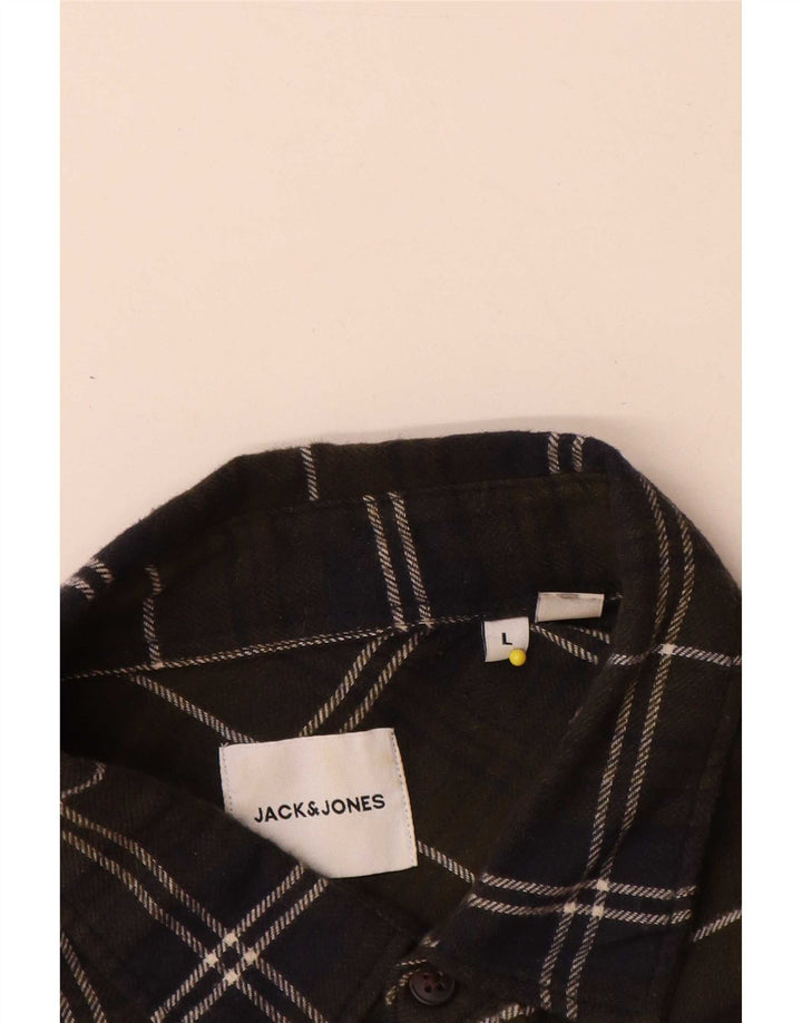 Cămașă de flanel Jack & Jones pentru bărbați, bumbac cu carouri mari, kaki