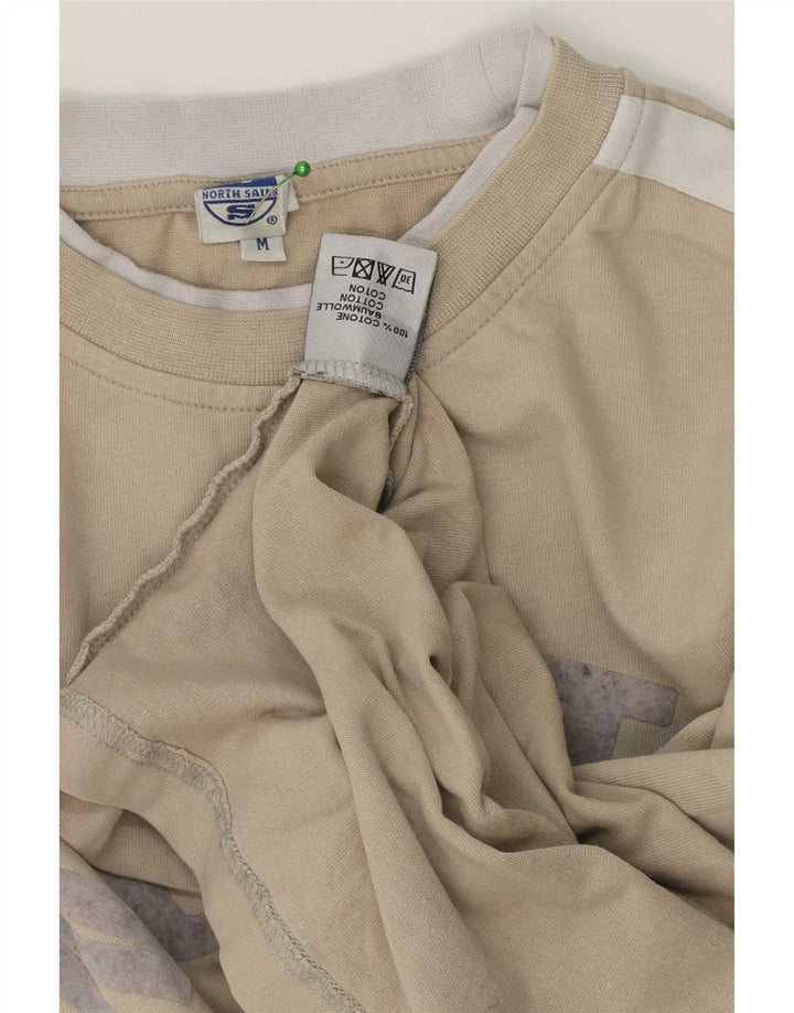 Top grafic pentru bărbați North Sails cu mânecă lungă, bej mediu, bumbac color bloc