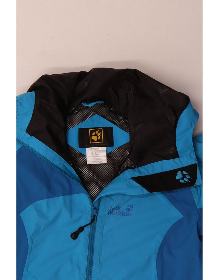 Jack Wolfskin Jachetă de ploaie cu glugă pentru bărbați UK 34 Small Blue Colorblock