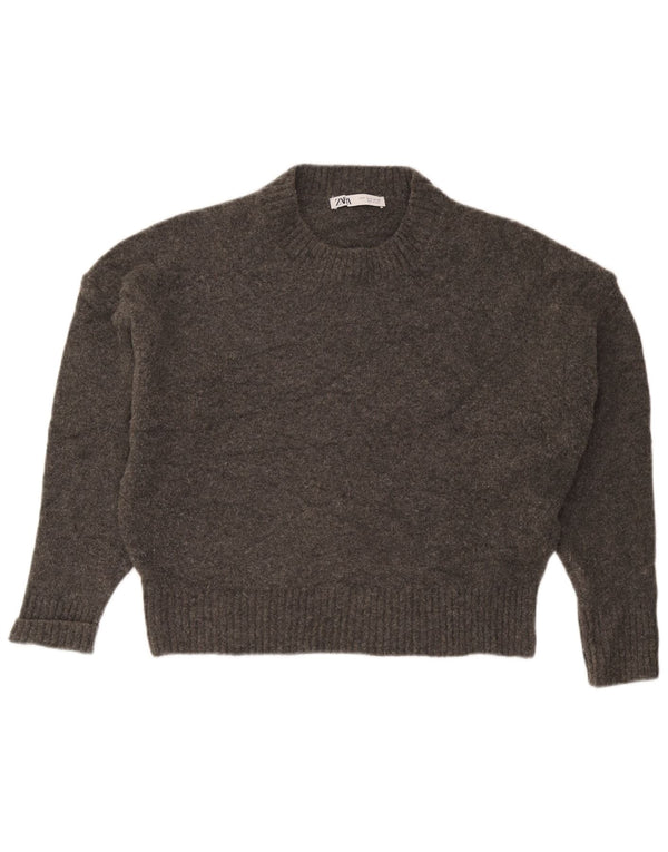 Pulover pentru femei Zara, cu decor relaxat, cu gâtul turn, UK 10 Mic, gri acrilic