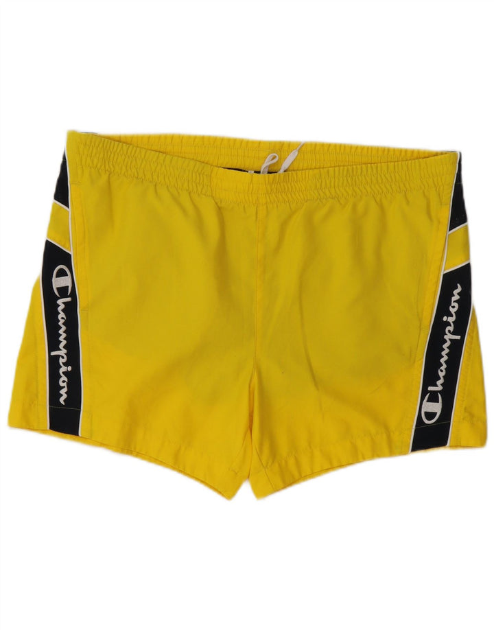 Pantaloni scurți de înot grafic pentru bărbați Champion, din poliester color block, galben mediu