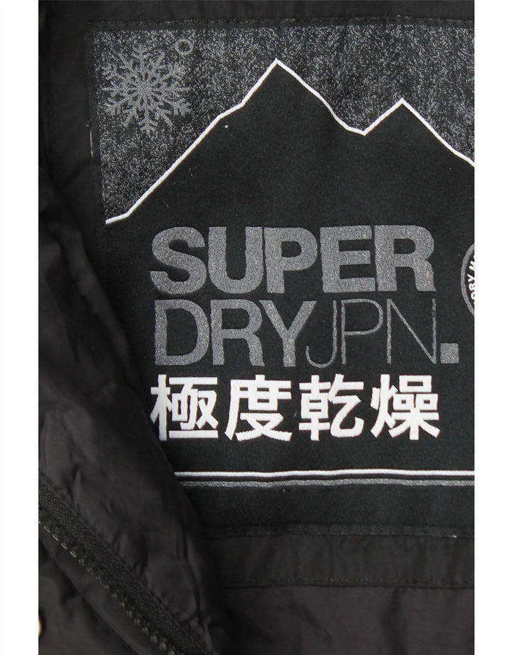 Jachetă căptușită cu glugă Superdry pentru femei UK 14 Poliester mediu negru