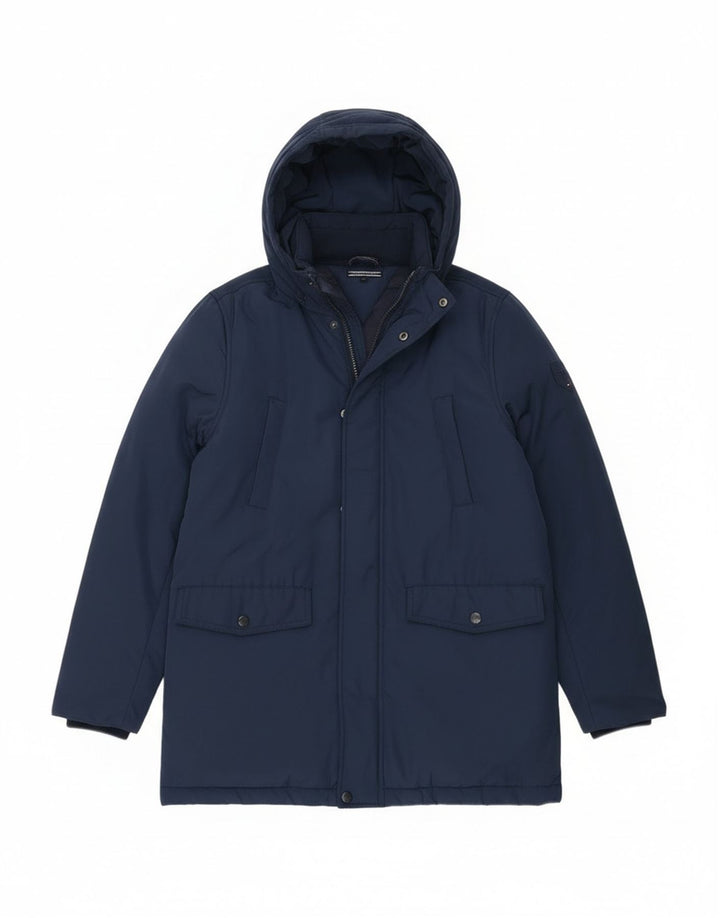 Palton căptușit cu glugă Tommy Hilfiger pentru băieți 13-14 ani poliester bleumarin