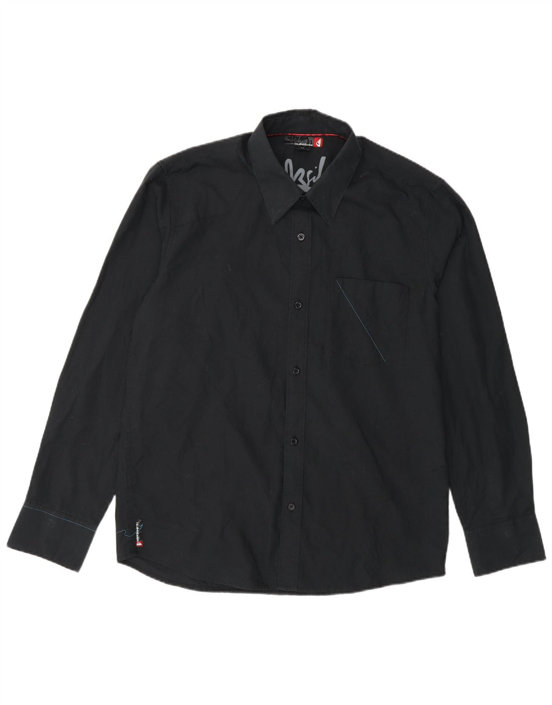 Cămașă grafică Quiksilver pentru bărbați, poliester negru mic