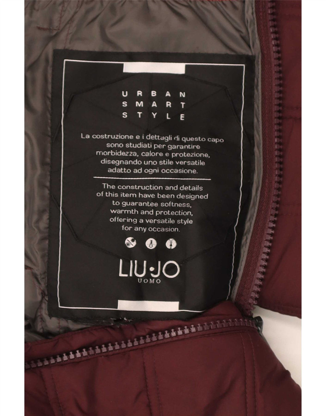 Jachetă căptușită cu glugă pentru bărbați Liu Jo UK 38 Medium Burgundy Poliester