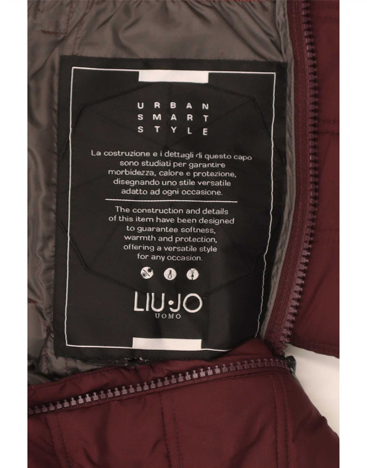 Jachetă căptușită cu glugă pentru bărbați Liu Jo UK 38 Medium Burgundy Poliester