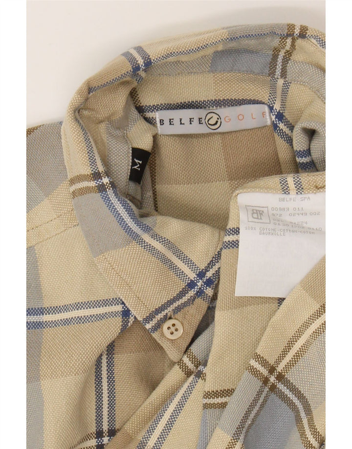 BELFE Mens Shirt Medium Beige Check Cotton Vintage Belfe and Second-Hand Belfe from Messina Hembry 