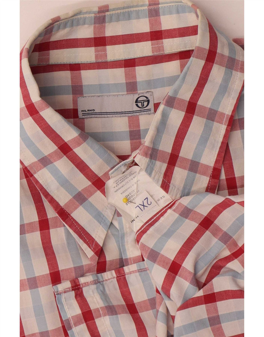Cămașă cu mânecă scurtă pentru bărbați Sergio Tacchini 2XL, bumbac cu carouri multicolore