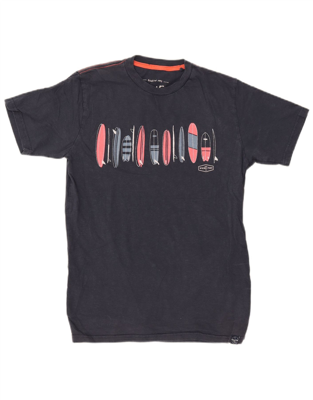 WEIRD FISH Tricou grafic pentru bărbați Top mic din bumbac bleumarin