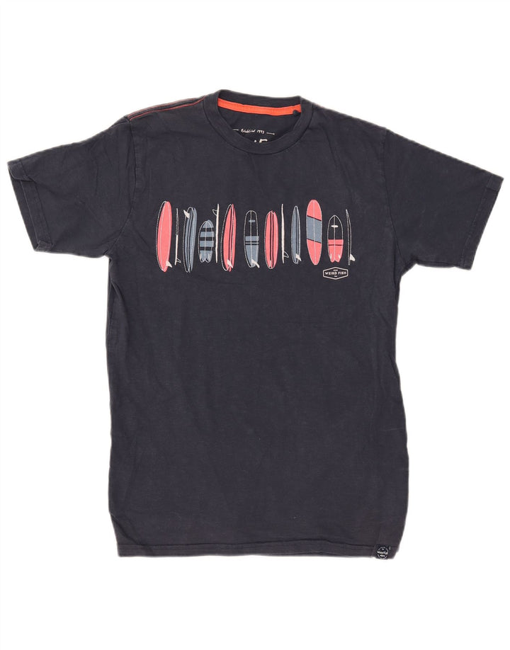 WEIRD FISH Tricou grafic pentru bărbați Top mic din bumbac bleumarin