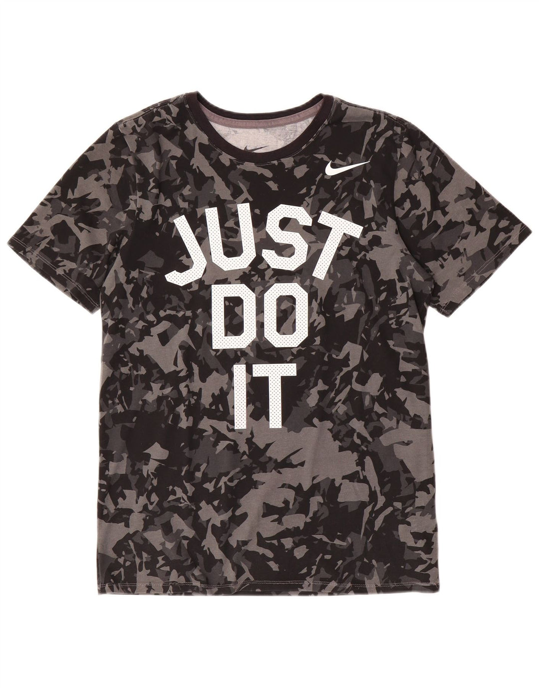 Tricou grafic NIKE pentru bărbați, cu croială atletică, mic, bumbac, camuflat, negru