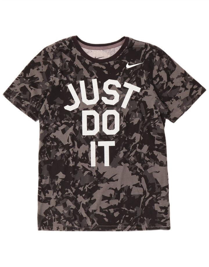 Tricou grafic NIKE pentru bărbați, cu croială atletică, mic, bumbac, camuflat, negru