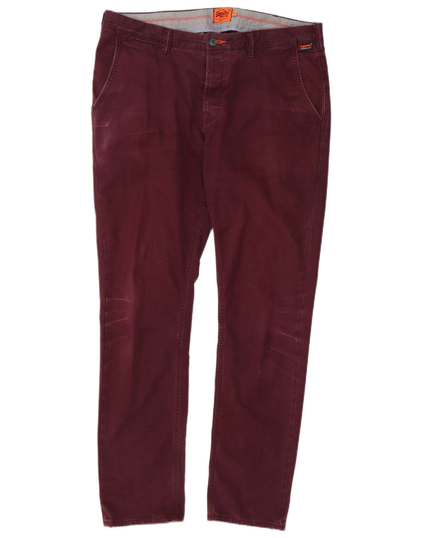 Superdry Mens Slim Fit Chino Trousers XL W38 L32 Burgundy Cotton