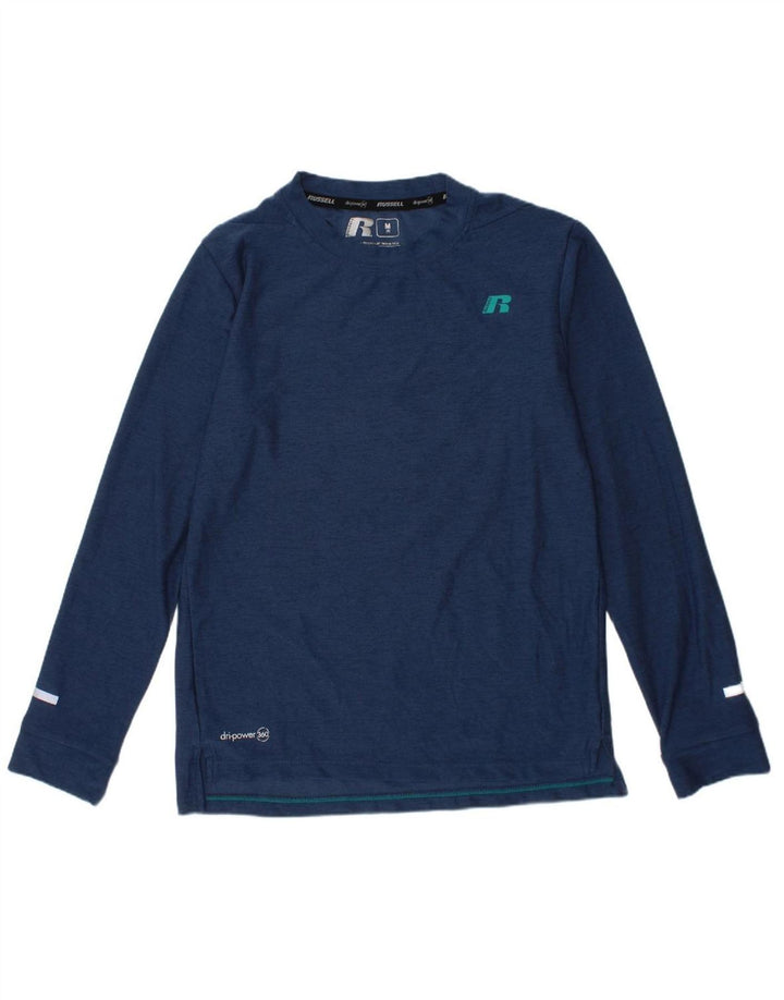 RUSSELL ATHLETIC Boys Dri-Power Top Long Sleeve 7-8 Years Medium Blue