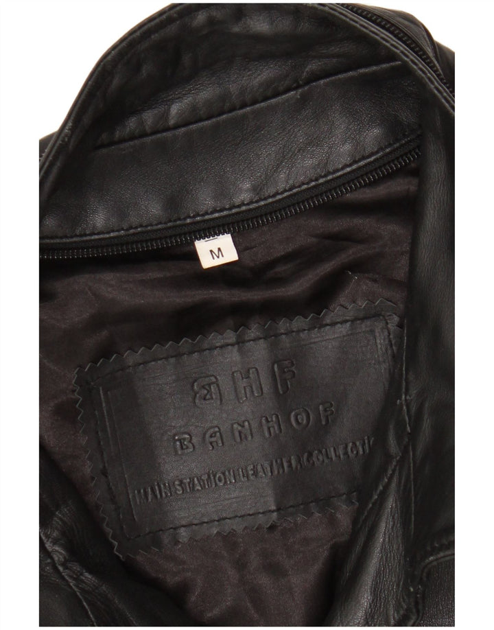 Jachetă de piele vintage pentru bărbați UK 38 Medium Black Leather