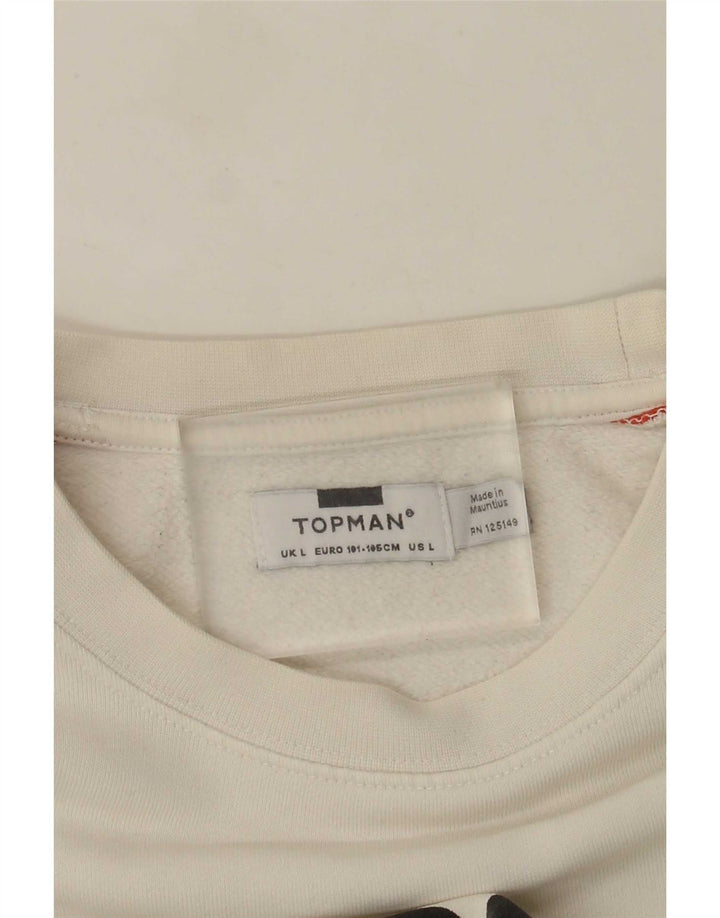 Pulover grafic pentru bărbați Topman, mare, alb, bloc de culoare
