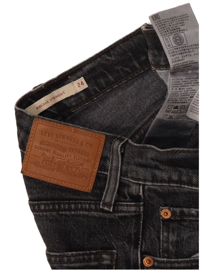 Blugi drepti pentru femei Levi's Ribcage W24 L28 bumbac gri