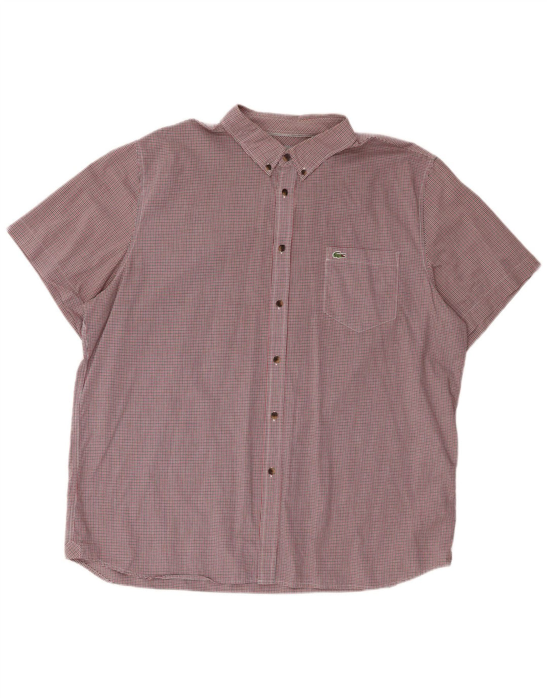 Cămașă Lacoste pentru bărbați cu mânecă scurtă, cu ajustare normală, 2XL, bumbac vichy roșu
