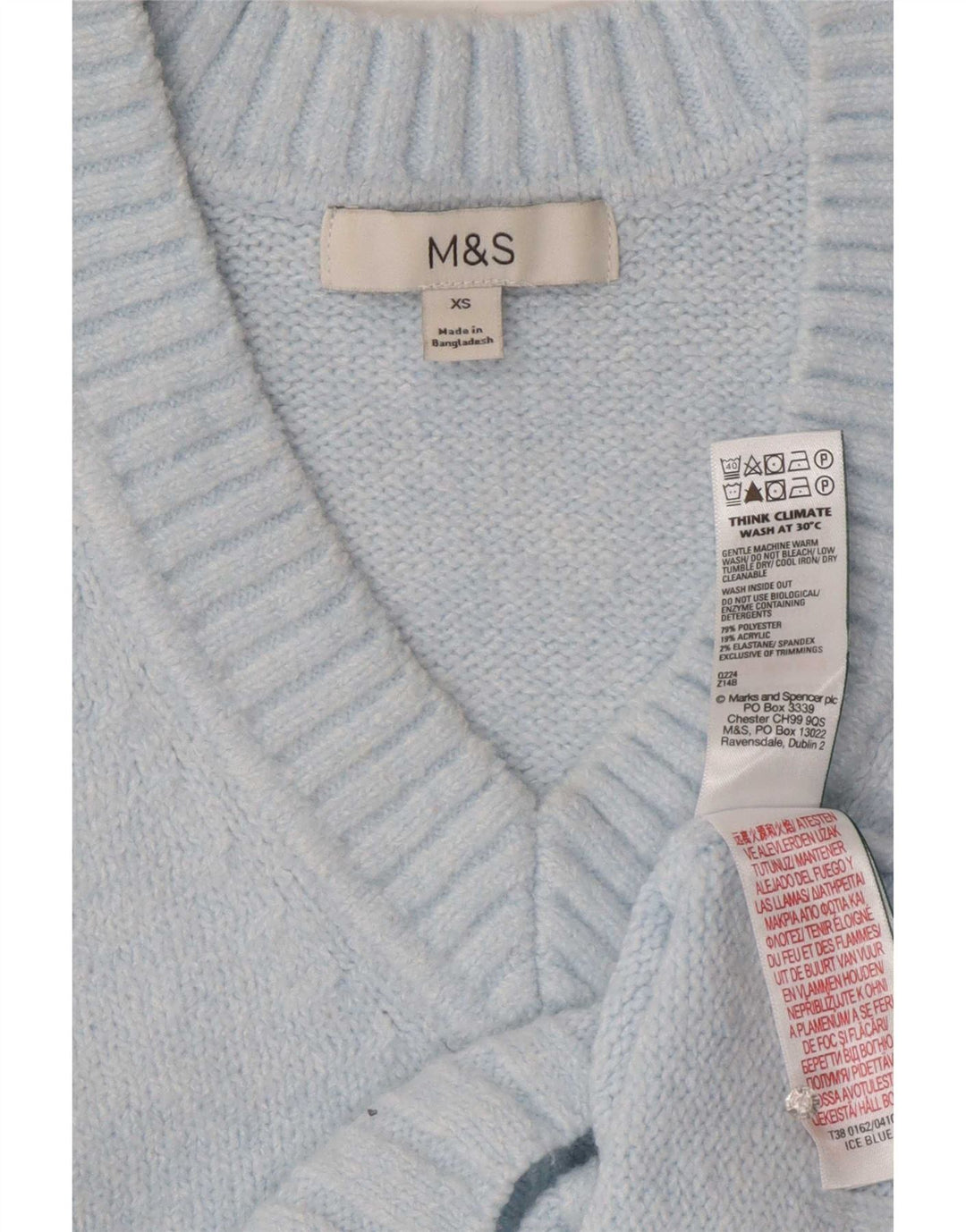 Pulover cu decolteu în V supradimensionat pentru femei Marks & Spencer UK 6 XS Albastru