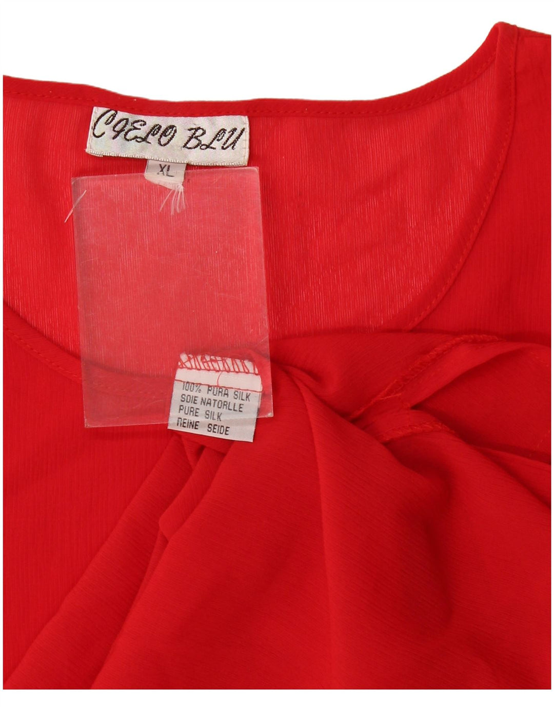 Bluză Vintage pentru femei UK 18 XL Mătase roșie