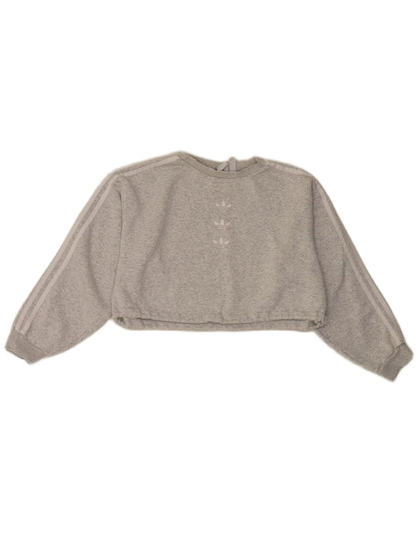 Pulover Adidas Crop Oversized pentru femei UK 10 Small Gri Flecked