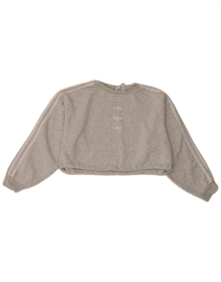 Pulover Adidas Crop Oversized pentru femei UK 10 Small Gri Flecked