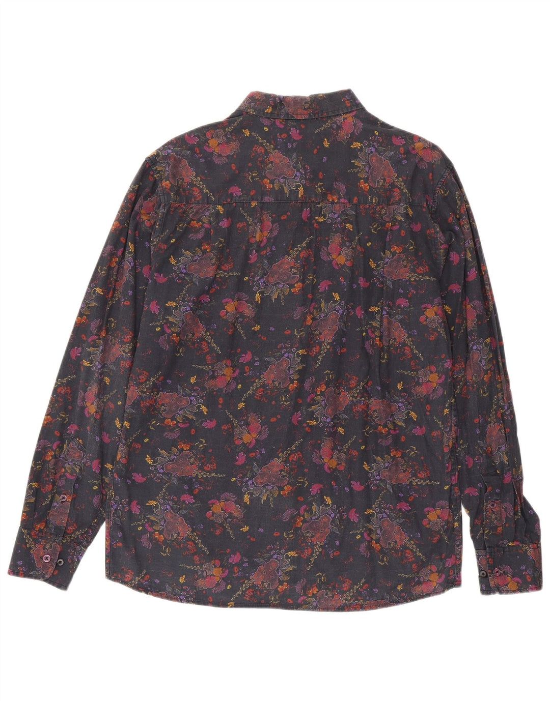 Cămașă Vintage bărbați mare, neagră, florală, bumbac