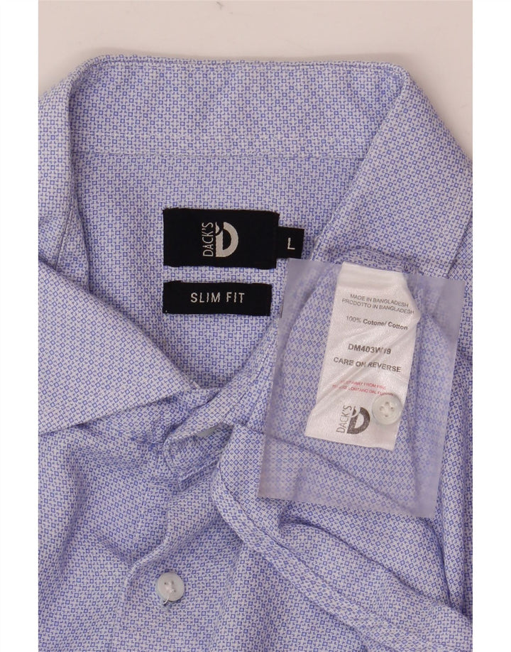 Cămașă Dack's Slim Fit pentru bărbați, mare, albastru Argyle/Diamond Bumbac